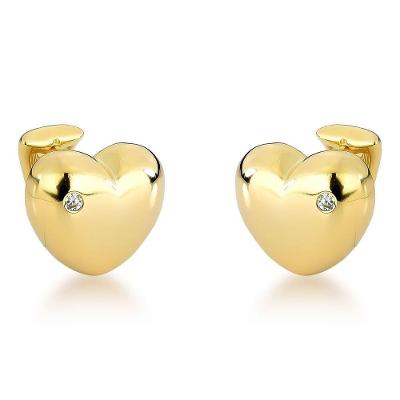 Brincos De Coração Com Zircônia - Banhados A Ouro 18k Para Sofisticação Diária Dourado