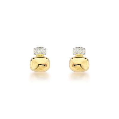 Toque De Glamour: Brincos Banhados A Ouro 18k Com Detalhe Em Zircônia Banhado A Ouro 18k
