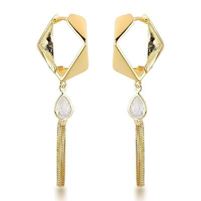 Brincos De Argola Com Pendente Gota E Franja - Ouro 18k Banhado Prata