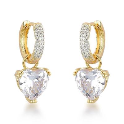 Brincos Argola Com Pendente De Zircônia Banhado A Ouro 18k