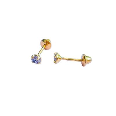Brinco Ponto De Luz Tarraxa Baby Banhado A Ouro 18k