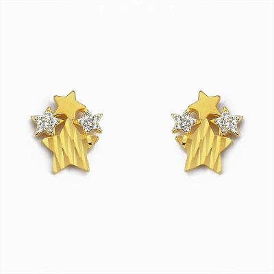 Brinco Com Estrelas E Detalhe Em Zircônia Folheado A Ouro 18k