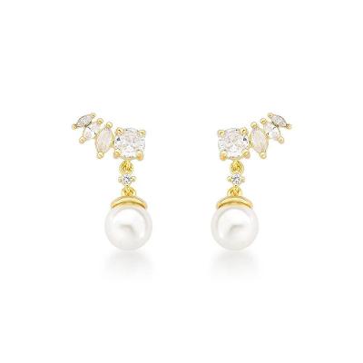 Luxo E Sofisticação: Brincos De Pérola Com Zircônias E Ouro 18k