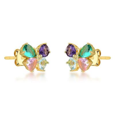 Brincos De Luxo Com Cristais Zircônias E Banho De Ouro 18k - Design Elegante Cristal