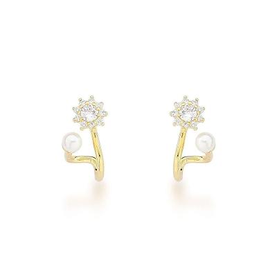 Brincos Charmosos De Pérola E Zircônia Em Banho De Ouro 18k