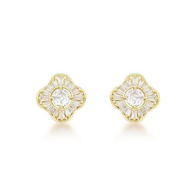 Brincos Em Formato De Flor Banhados A Ouro 18k- Luxo Sutil Prata