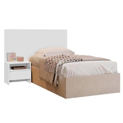 Painel Cama Box Madeirado Solteiro Prime c/ 1 Mesa e 1 Gaveta Branco - Novo Horizonte