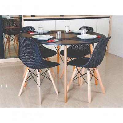 Mesa Jantar Redonda Eames Eiffel 120 Cm Com 4 Cadeiras Eames Eiffel - Preta