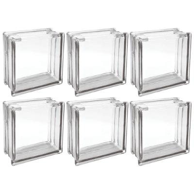 Kit 6 Bloco De Vidro Incolor C/ Furo 19x19x8 Tradestar