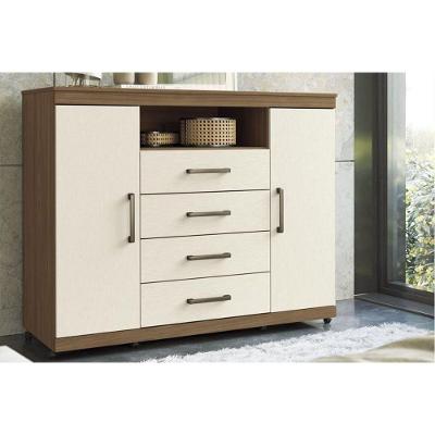 Cômoda de Quarto Master c/ 2 Portas 1 Nicho e 4 Gavetas c/ Rodízio jatoba/Areia - Santos Andirá