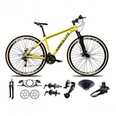 Bicicleta Aro 29 Absolute Nero 5 Freio Hidráulico K7 27v Garfo Com Trava Pneu Com Faixa - Amarelo Tam.15