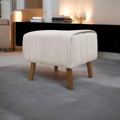Puff Decorativo Retangular Verso Bouclé Premium - Bege Buclê