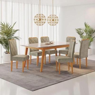 Conjunto Mesa De Jantar Elegance Off White 1,80 M Com 6 Cadeiras Diamante