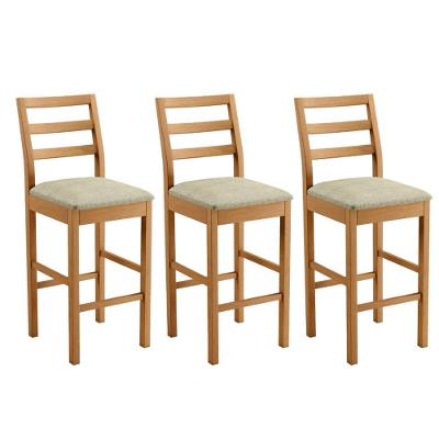 Conjunto 3 Banquetas Jade 02 Madeira Maciça Jcm Linho Bege