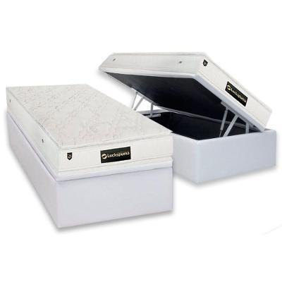 Conjunto Box Baú Solteiro: Colchão Molas Luckspuma Ensacadas Satisfaction Plus White + Base CRC Courano White (88x188)