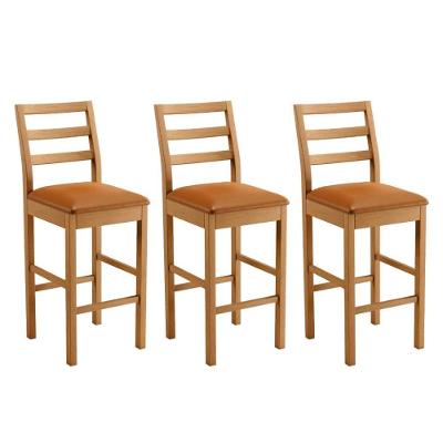 Conjunto 3 Banquetas Jade 02 Madeira Maciça Jcm Couro Caramelo