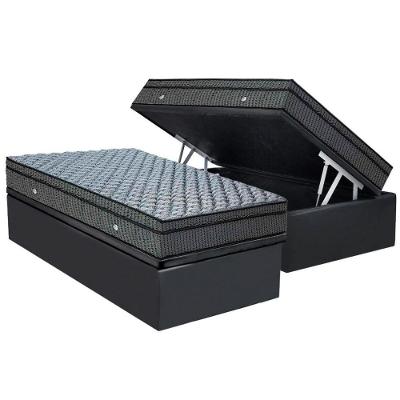 Conjunto Box Baú Solteiro: Colchão Molas Ortobom Ensacadas Orthotel Luxo + Base CRC Suede Gray (88x188)