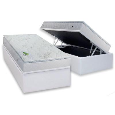 Conjunto Box Baú Solteiro: Colchão Molas Luckspuma Ensacadas Maxi Dream + Base CRC Courano White (88x188)