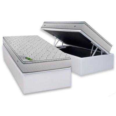 Conjunto Box Baú Solteiro: Colchão Molas Luckspuma Ensacadas Luck + Base CRC Courano White (88x188)