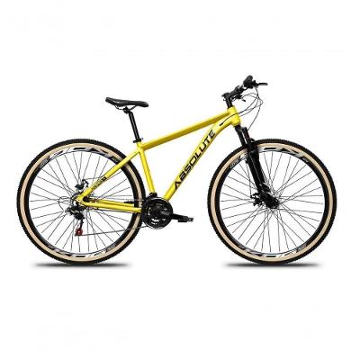 Bicicleta Aro 29 Absolute Nero 5 Alumínio 27v K7 Freio Disco Mecânico Garfo Suspensão Pneu Com Faixa - Amarelo Tam.21