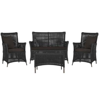 Jogo Sofá 2 Poltronas E Mesa Igapó Marrom E9 Trama Original Preto