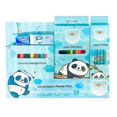 Kit Desenho Artístico Infantil Panda Feliz 29 Peças Fofy