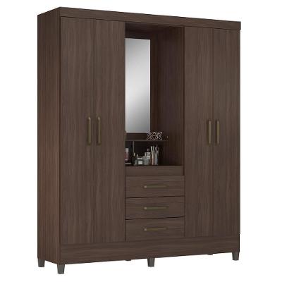 Guarda Roupa Capelinha Pérsia 4 Portas Café Touch Com Espelho - Demóbile Café Touch