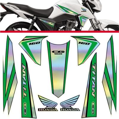 Kit Holográfico Para Moto Honda Cg Titan 160 Anos 2015 A 2017 Verde Verde