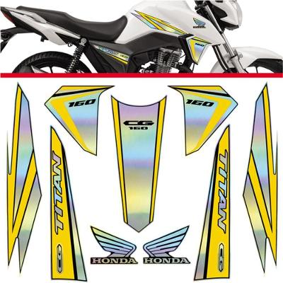 Kit Holográfico Para Moto Honda Cg Titan 160 Anos 2015 A 2017 Amarelo Amarelo
