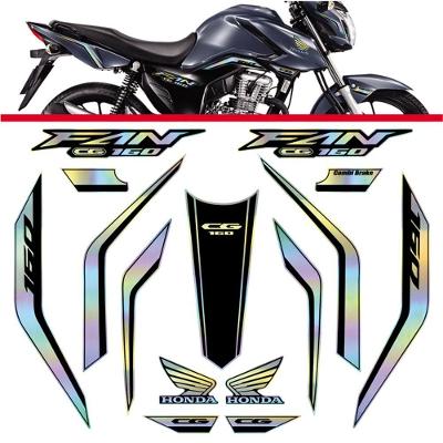 Kit Holográfico Para Moto Honda Cg Titan 160 Anos 2015 A 2017 Preto