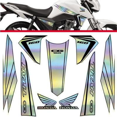 Kit Holográfico Para Moto Honda Cg Titan 160 Anos 2015 A 2017 Preto Preto