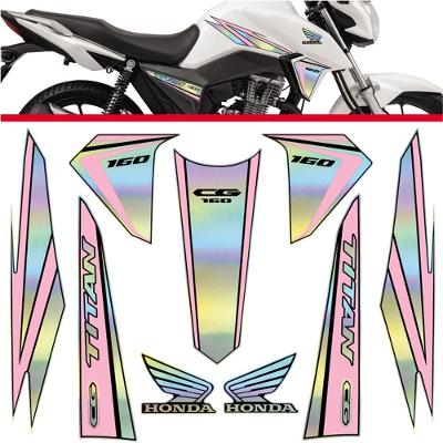 Kit Holográfico Para Moto Honda Cg Titan 160 Anos 2015 A 2017 Rosa Rosa