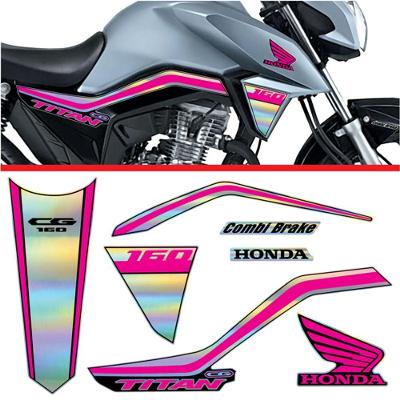 Kit Holográfico Para Moto Honda Cg Titan 160 Anos 2018 A 2020 Pink Pink