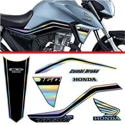 Kit Holográfico Para Moto Honda Cg Titan 160 Anos 2018 A 2020 Preto