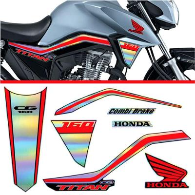 Kit Holográfico Para Moto Honda Cg Titan 160 Anos 2018 A 2020 Vermelho Vermelho