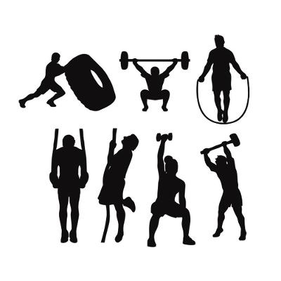 Adesivo De Parede Fitness Crossfit Deação Para Academia E Saúde Preto