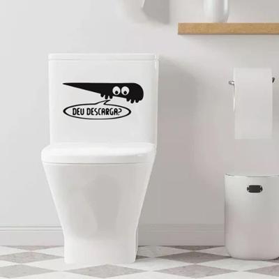 Adesivo Vinil Deativo Tampa De Vaso Sanitário Deu Descarga? Preto