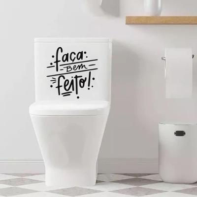 Adesivo Vinil Deativo Tampa De Vaso Sanitário Faça Bem Feito Preto