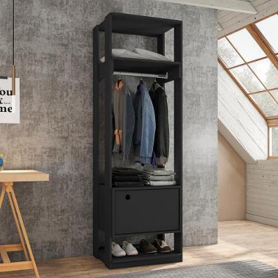 Roupeiro Madri Preto Com Porta