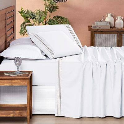 Jogo De Cama Allegra Casal Padrão 04 Peças - Branco Neve-taupe