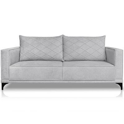Sofa Nori 3 Lugares Pes De Ferro 220cm Linho Boucle 3302 Ezz 3302