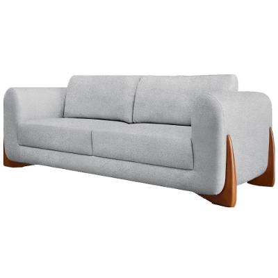 Sofa Jolie 3 Lugares 230cm Pes Boomerang Linho Boucle 3302 Ezz 3302