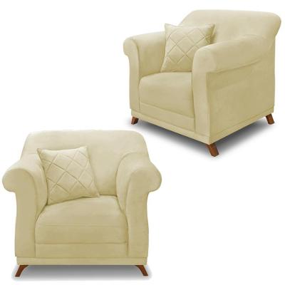 Kit 2 Poltronas Decorativas Retro Polo Suede 1100 Ezz 1100