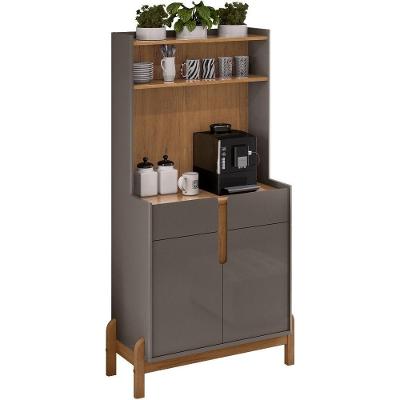 Aparador Cantinho Cafe 50525 2 Portas 81cm Cinza Perola Cedro Dcasa Cinza Perola Cedro