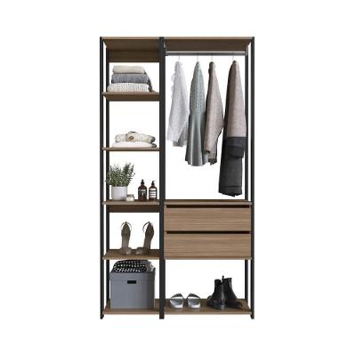 Kit Guarda Roupa Closet 02 Pecas 183x100cm Preto Montana Proddy
