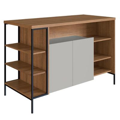 Mesa Ilha Gourmet 131 Cm 2 Portas P1035 Arenas Mell Pp Milani Store