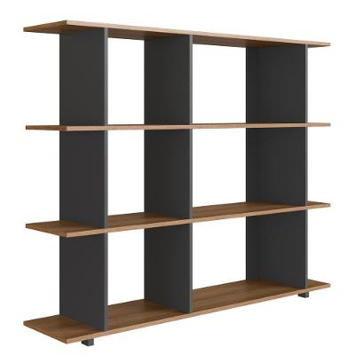 Estante Livreiro 135 Cm 6 Nichos Grafite Mell P1037 Pp Milani Store