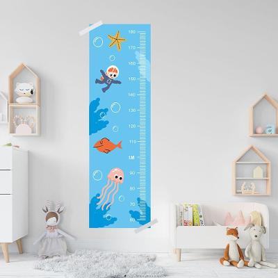 Adesivo Régua De Crescimento Infantil Fundo Do Mar 133 X 40cm Colorido