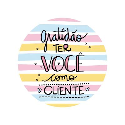 Adesivos Personalizados Gratidão Ter Você Como Cliente 5x5cm Rosa