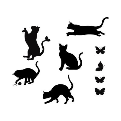 Adesivo De Parede Gatinho Gatos Silhueta Deação Preto